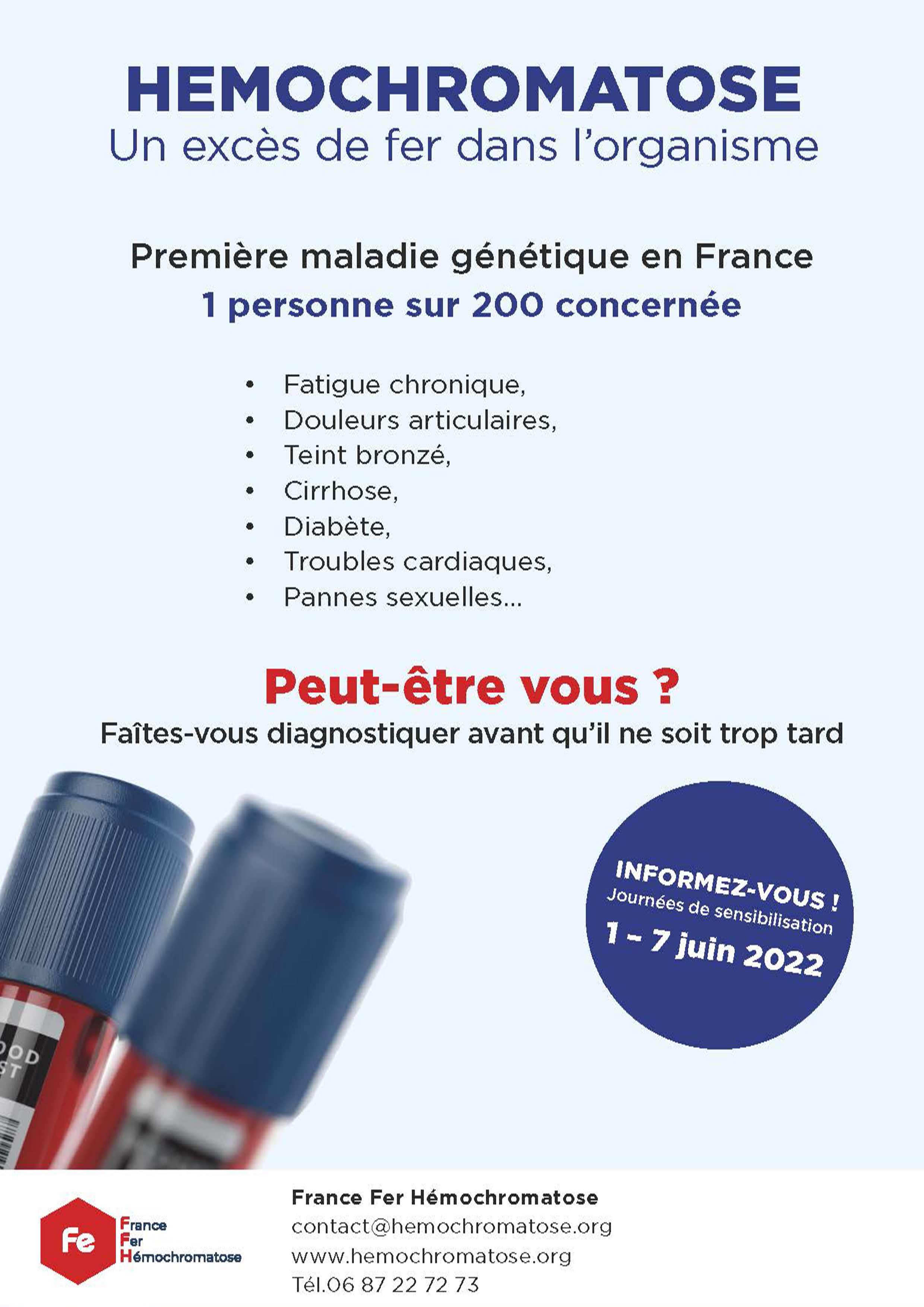 affiche semaine de l'hémochromatose du 1er au 7 juin