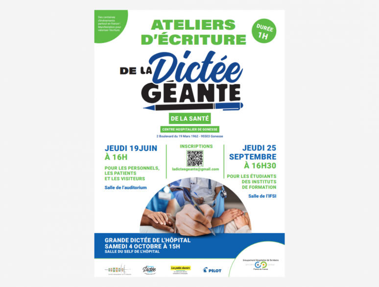 Affiche - ateliers d'écriture pour la dictée géante